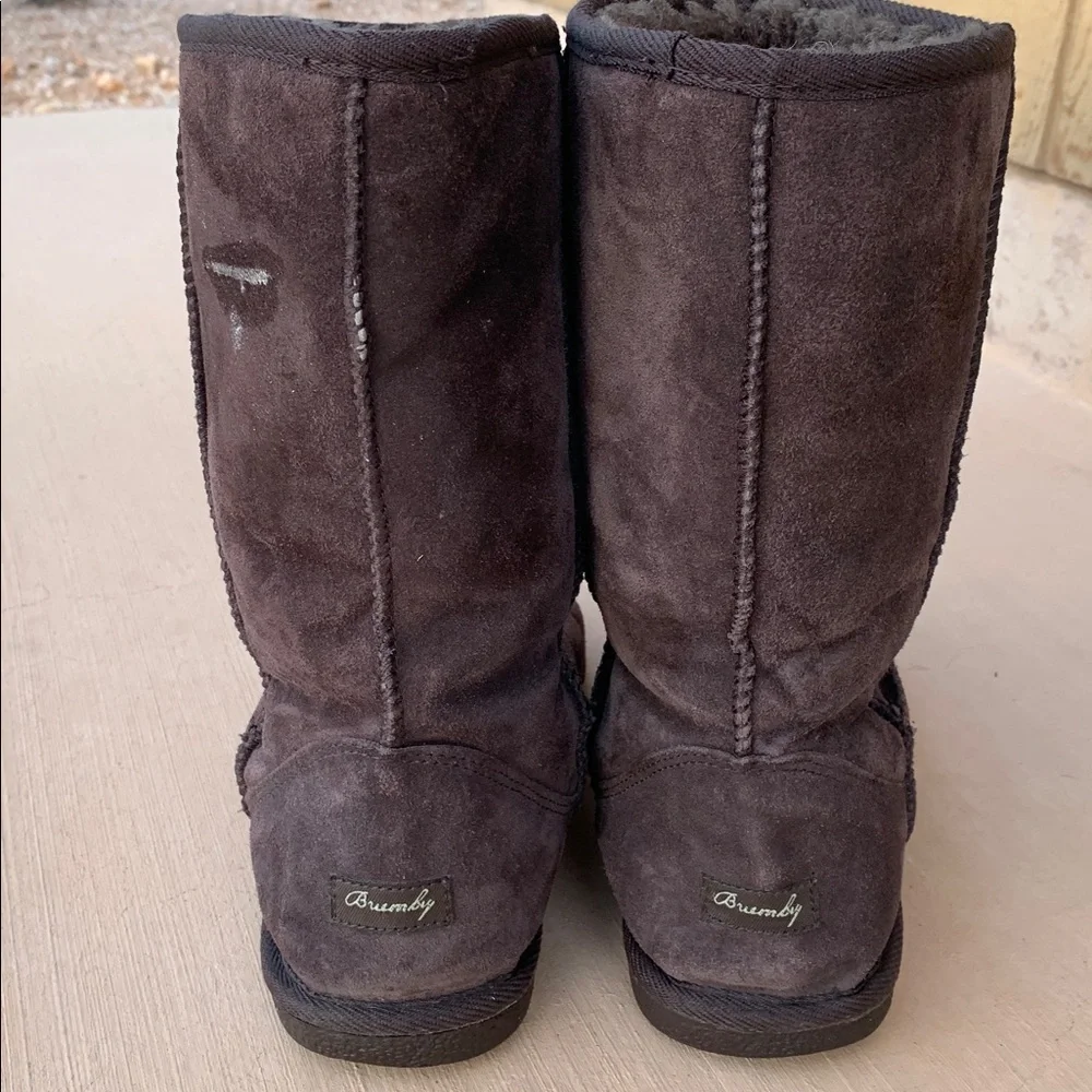 Bremby womens brown boots suede sheepskin boots size W10 cozy winter casual